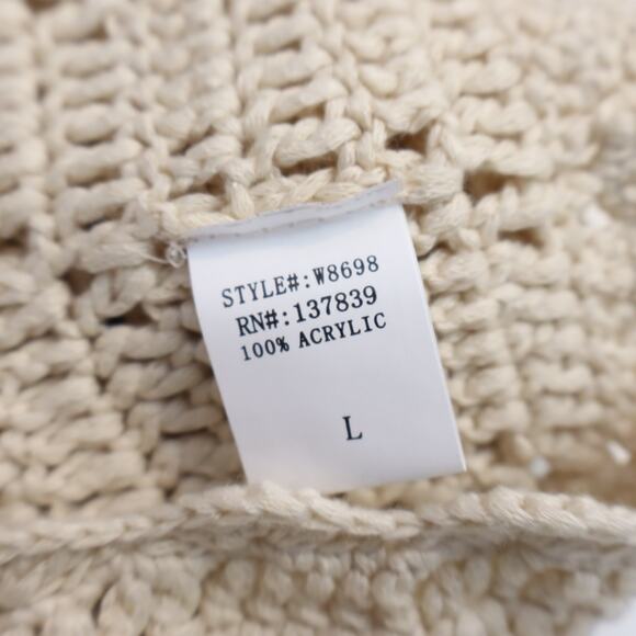 DREAMERS BY DEBUT NWT Button-Up Crochet Crop Tank Sweater Tan Women's L - Picture 8 of 9